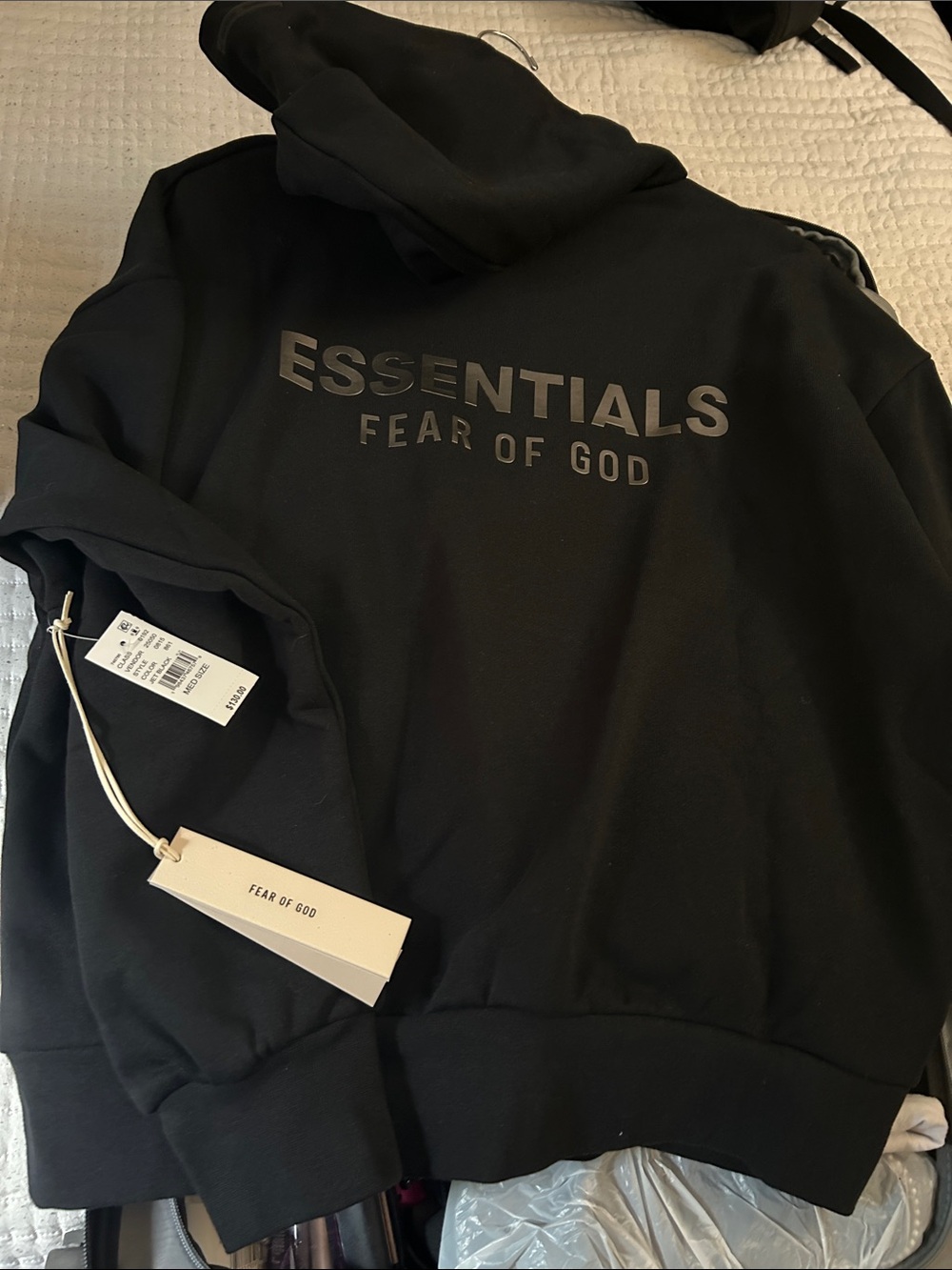 Men's Essential Black Hooded Sweatshirt Size Medium